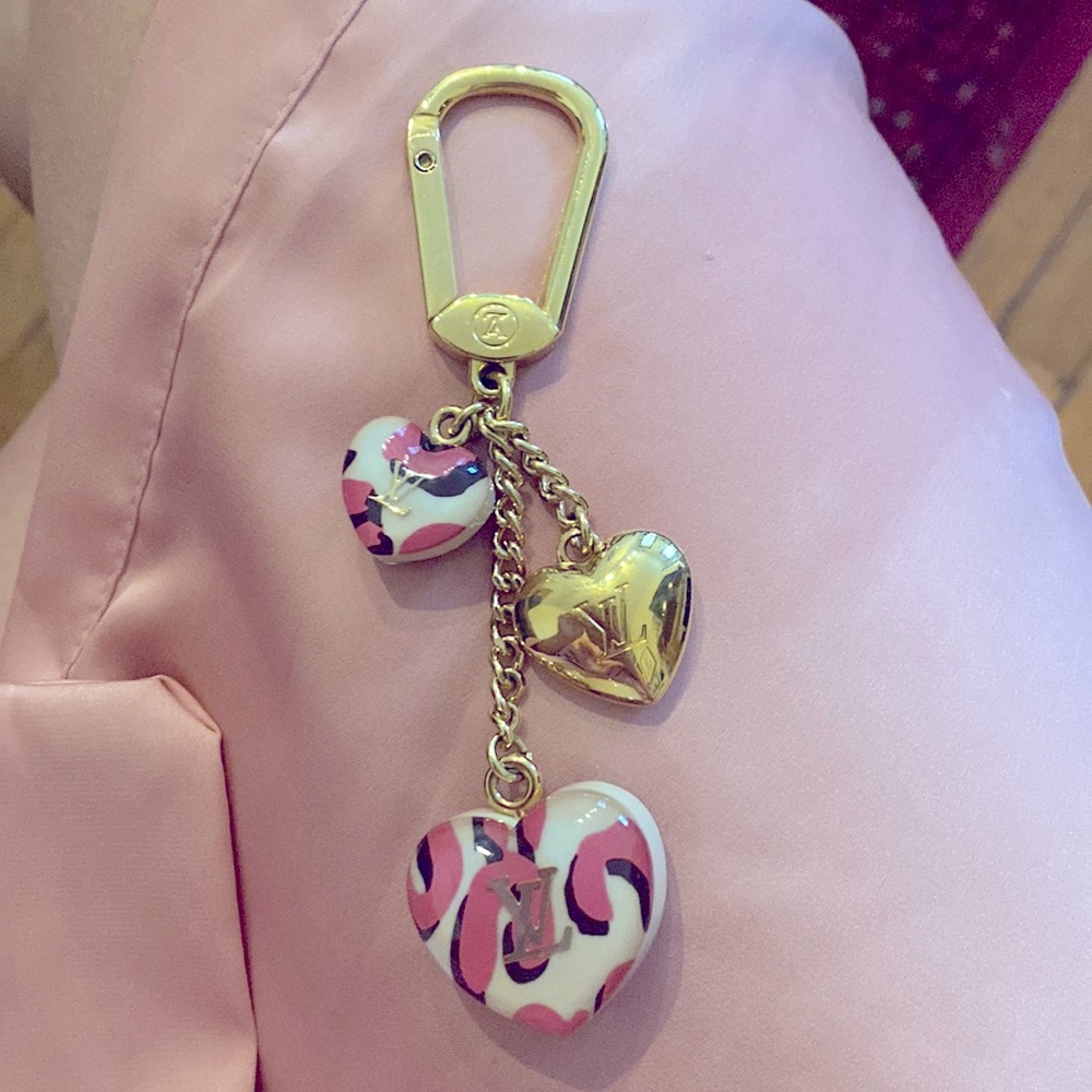 Louis Vuitton Pink Heart Leopard Charm (Authentic)